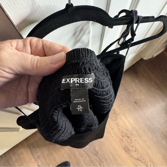 Express Black Ruffle Hem Strapless Dress - Picture 3 of 9